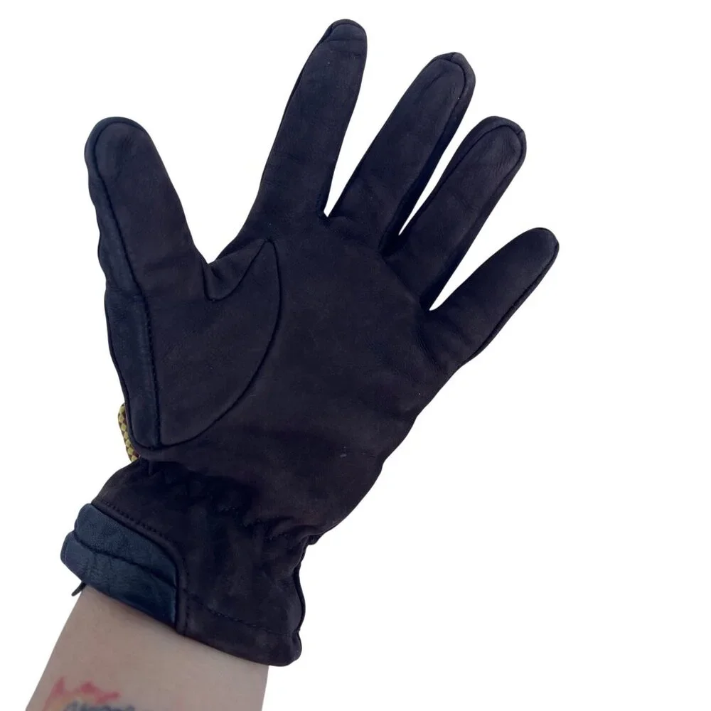 Timberland Genuine Leather Gloves Plaid Lined Women’s L Tag Fits Small